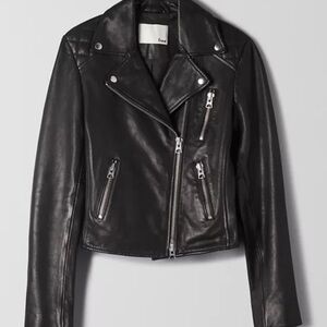 Aritzia 100% Leather Black Moto Jacket
